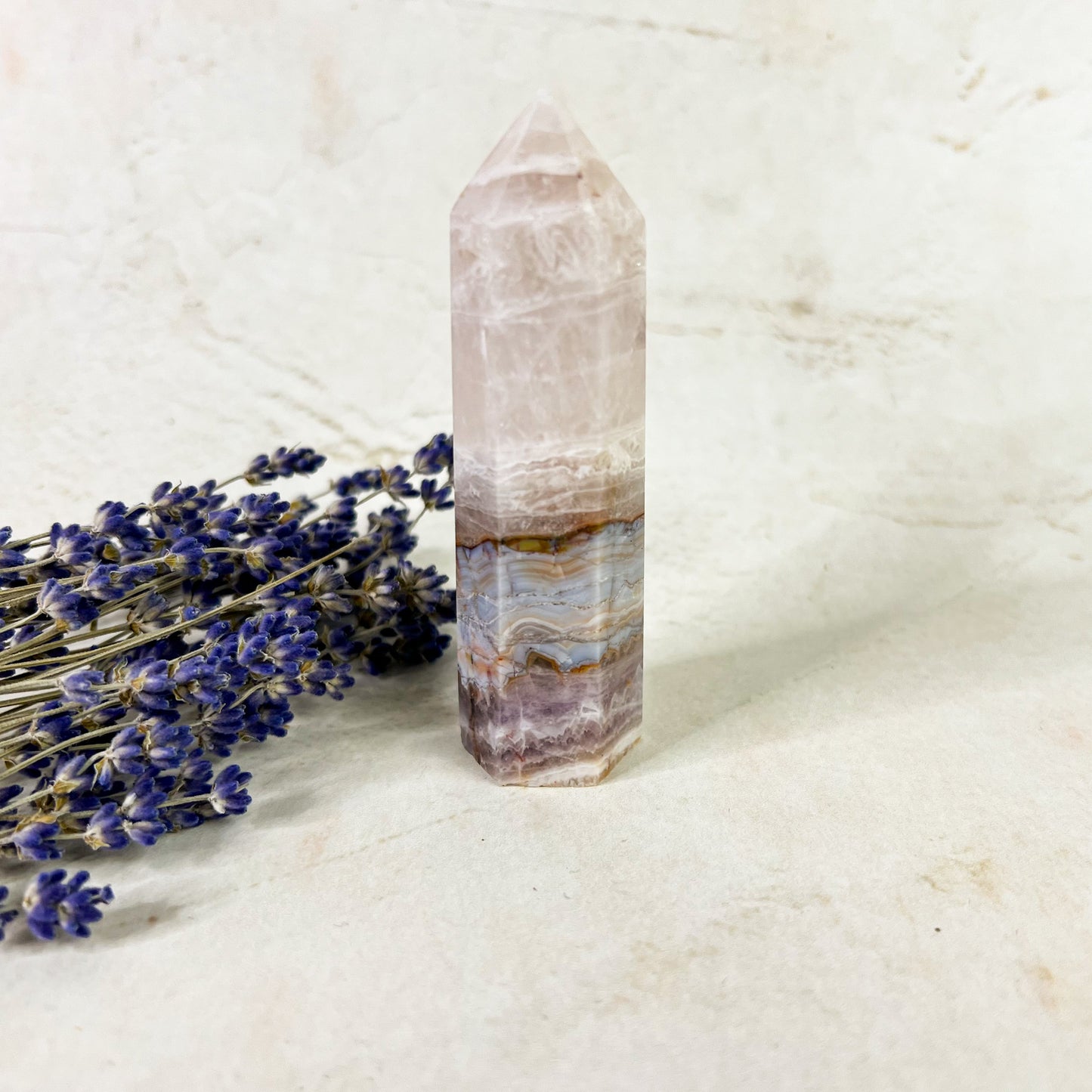 Natural Amethyst Lace Agate Crystal Tower - Self-Confidence Crystal - Protection Crystal - Stress Relief Crystal
