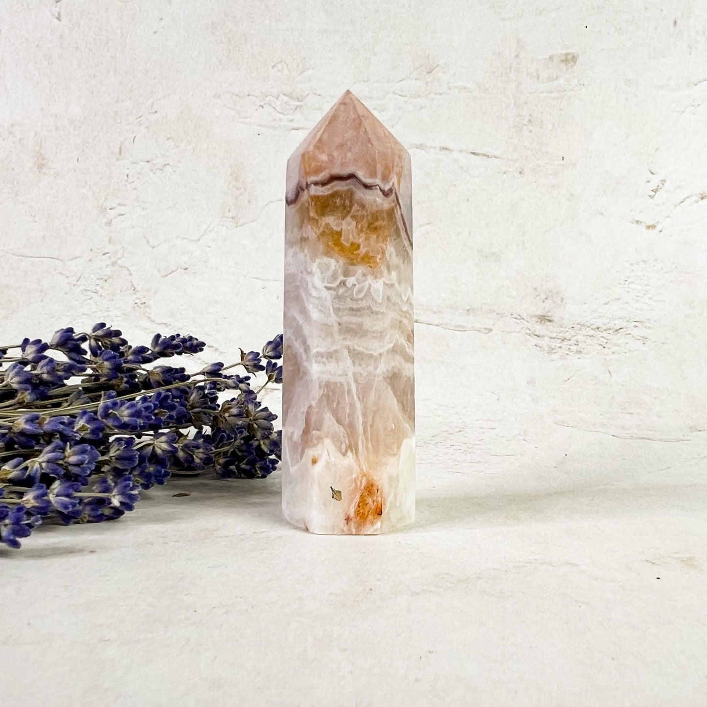 Natural Amethyst Lace Agate Crystal Tower - Inner Stability Crystal - Protection Crystal - Positivity Crystal