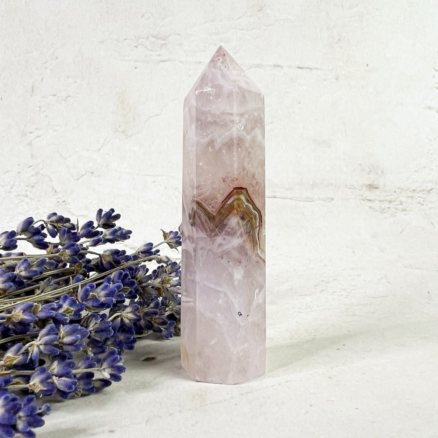 Natural Amethyst Lace Agate Crystal Tower - Stress Relief - Mood Balancing - Confidence Crystal