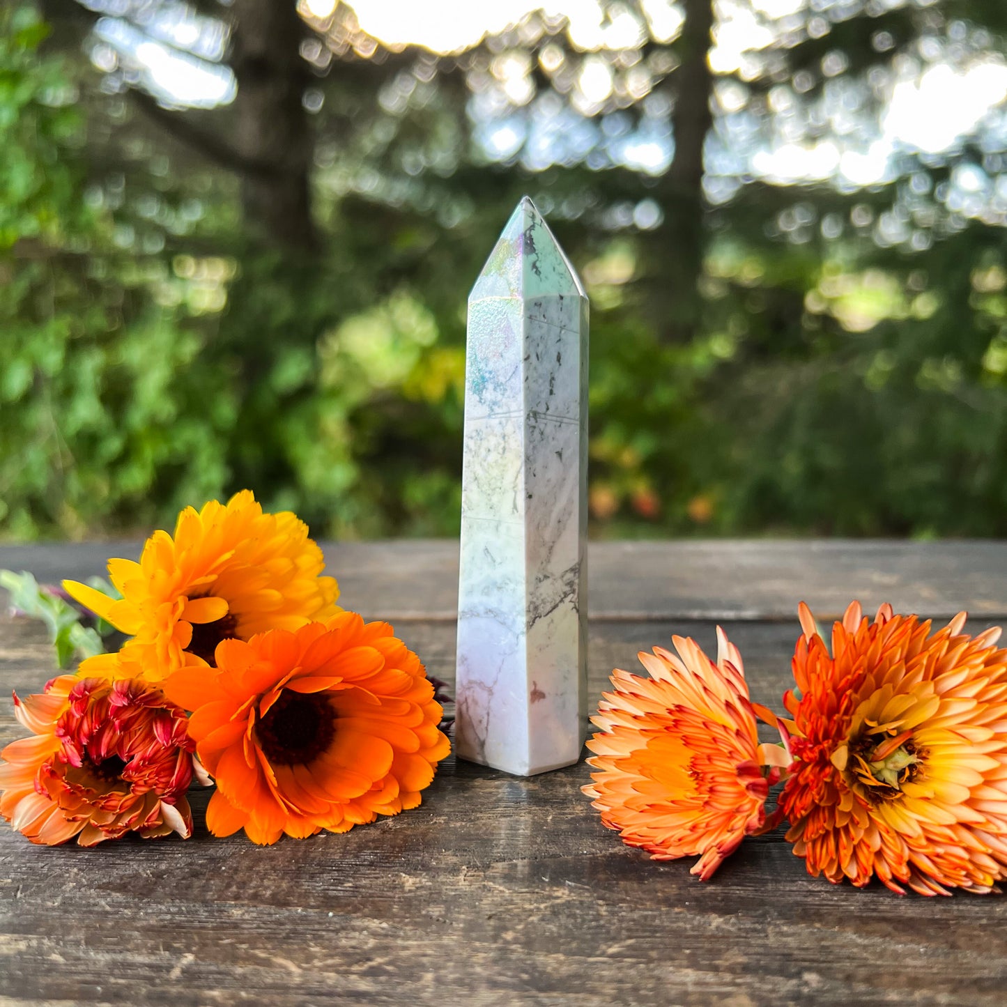Angel Aura Howlite Crystal Tower