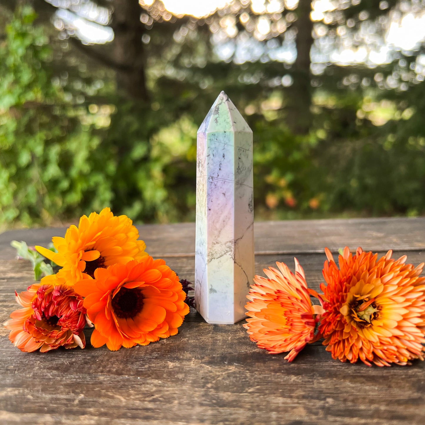 Angel Aura Howlite Crystal Tower