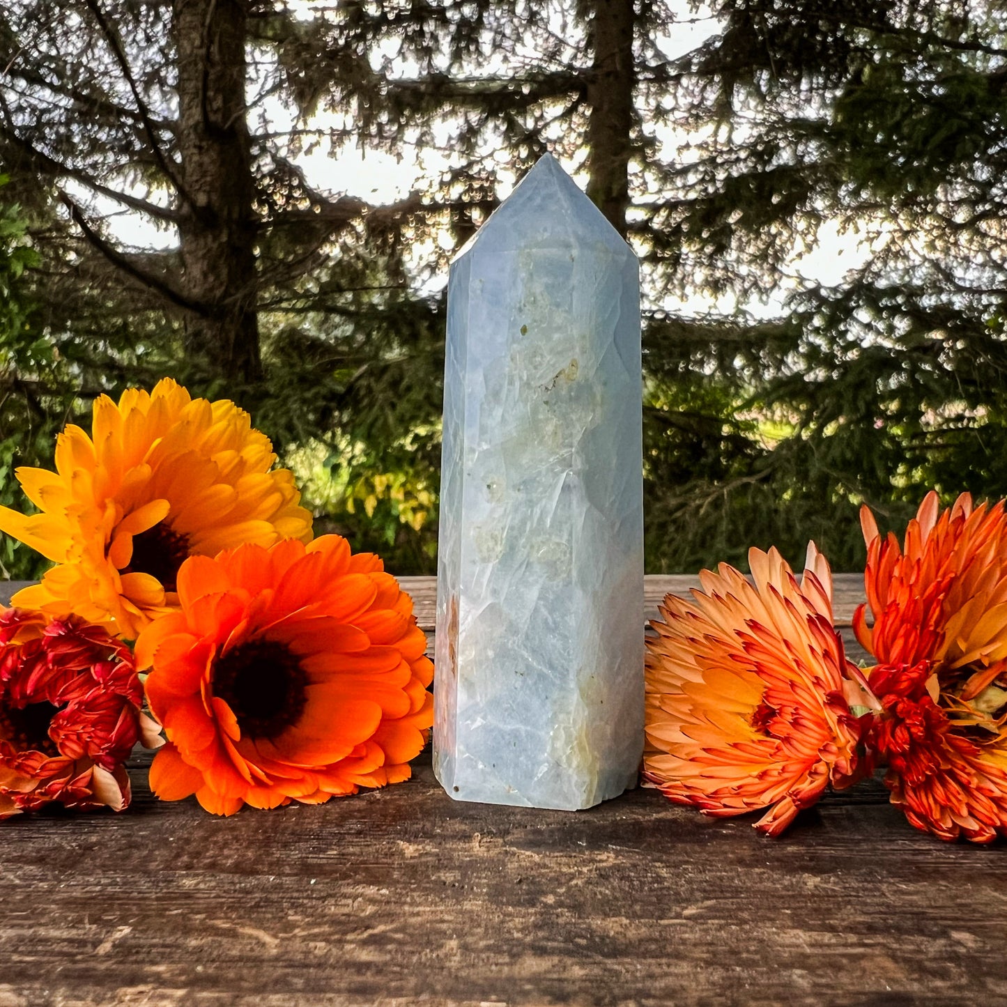 Blue Calcite Tower - Crystal Tower - Soft Blue Calcite Points - Crystal Healing - Energy Healing