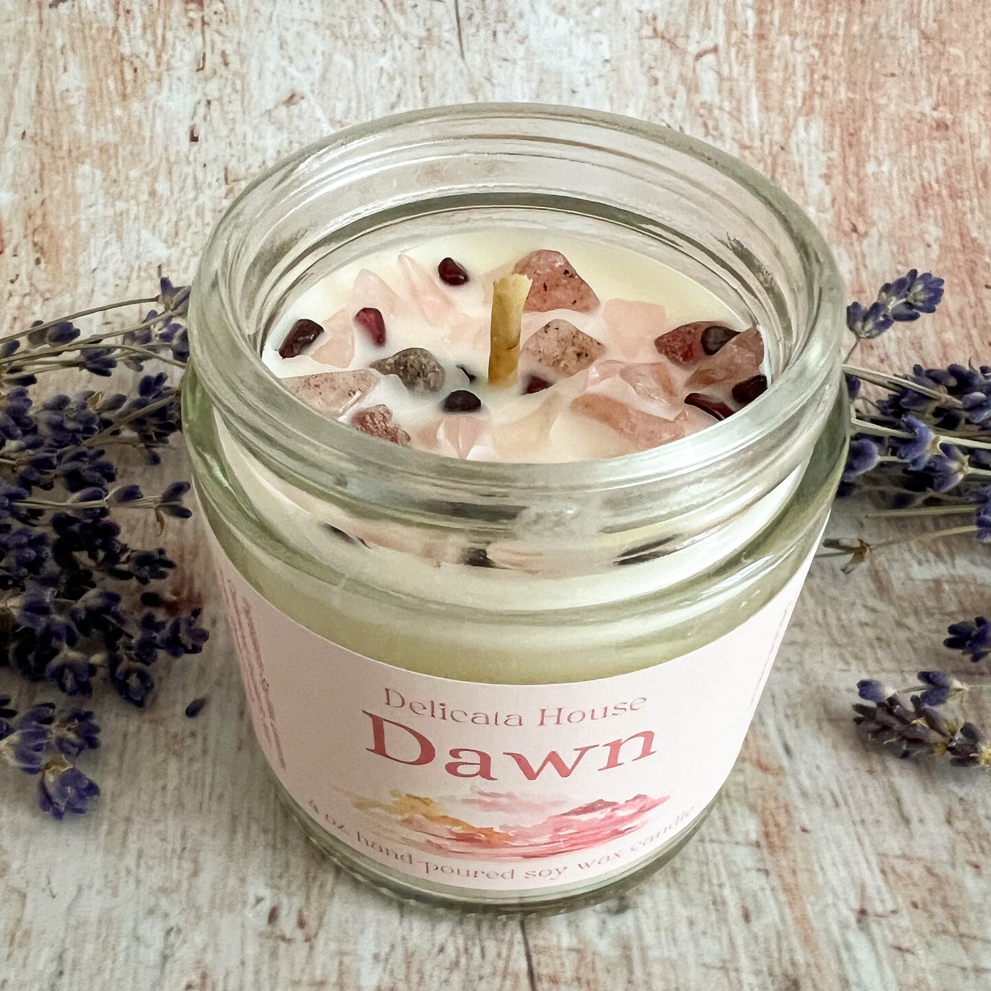 Dawn Crystal Candle - Hand-poured Soy Wax Aromatherapy Crystal Candle - Vegan Candle - Phthalate Free