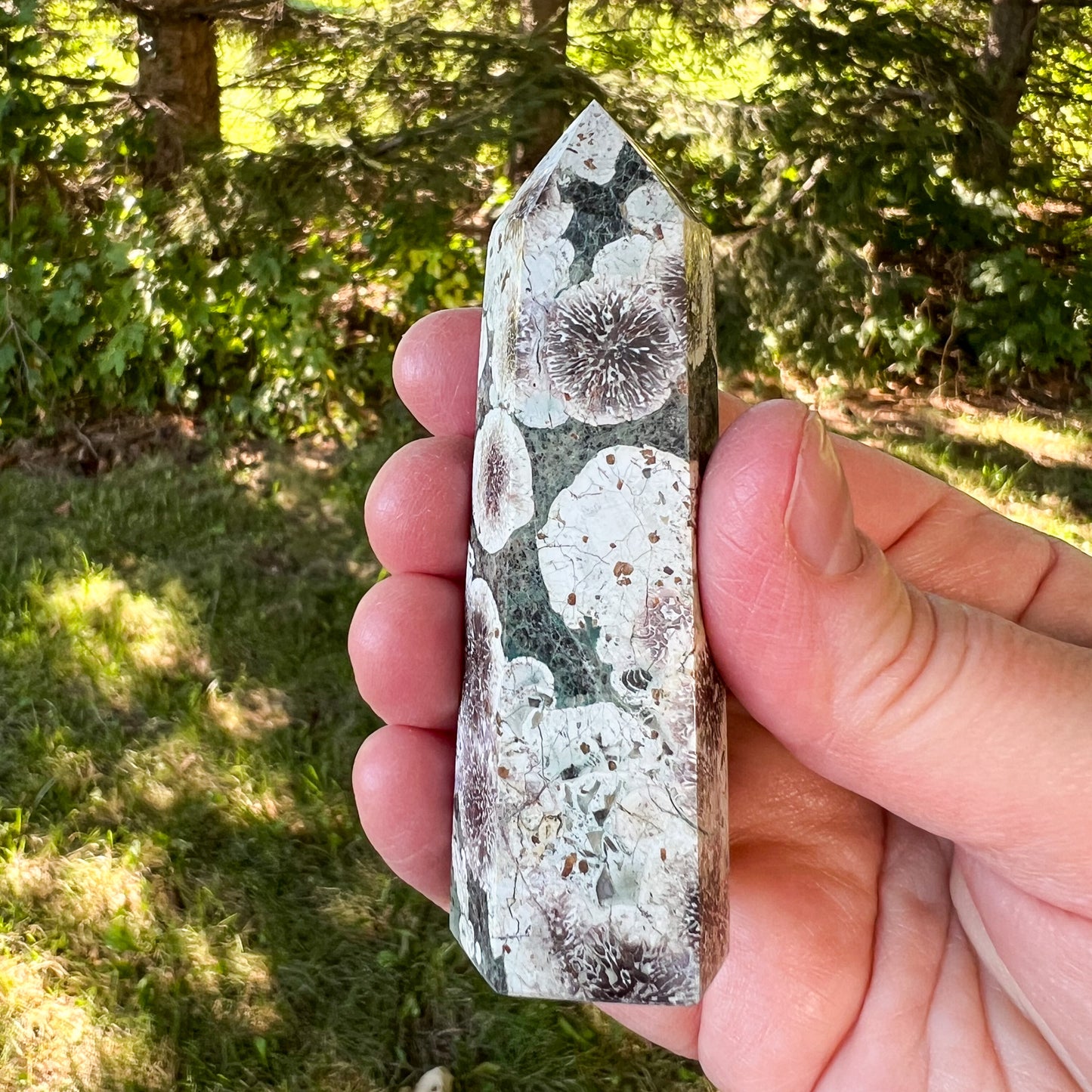 Green Flower Jasper Quartz Tower - Joyful, Uplifting, Balancing - For Change & New Beginnings