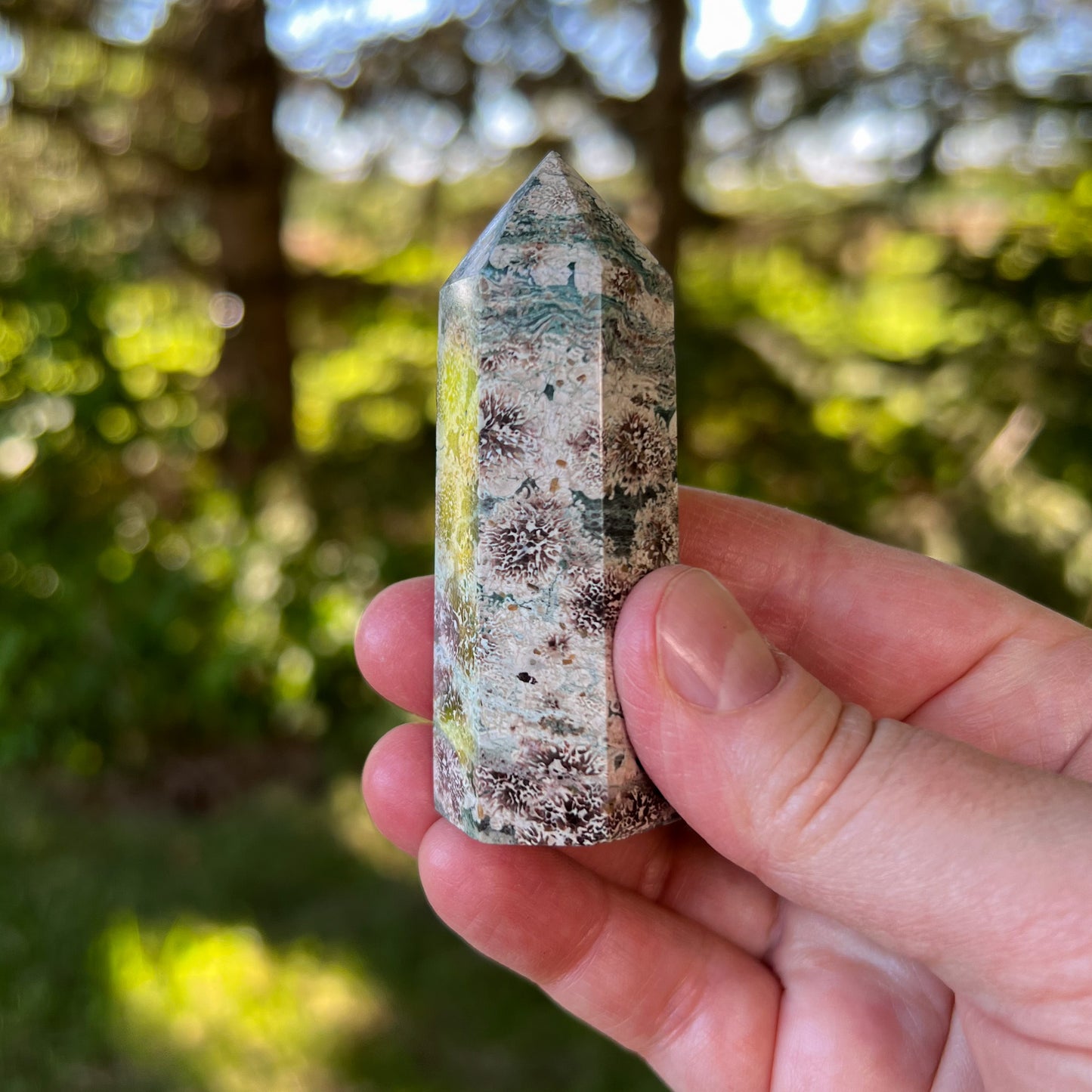 Green Flower Jasper Quartz Tower - Joyful, Uplifting, Balancing - For Change & New Beginnings