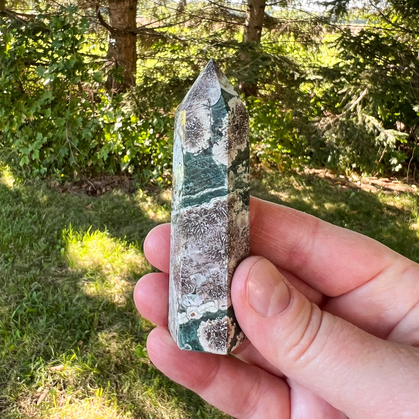 Green Flower Jasper Quartz Tower - Joyful, Uplifting, Balancing - For Change & New Beginnings