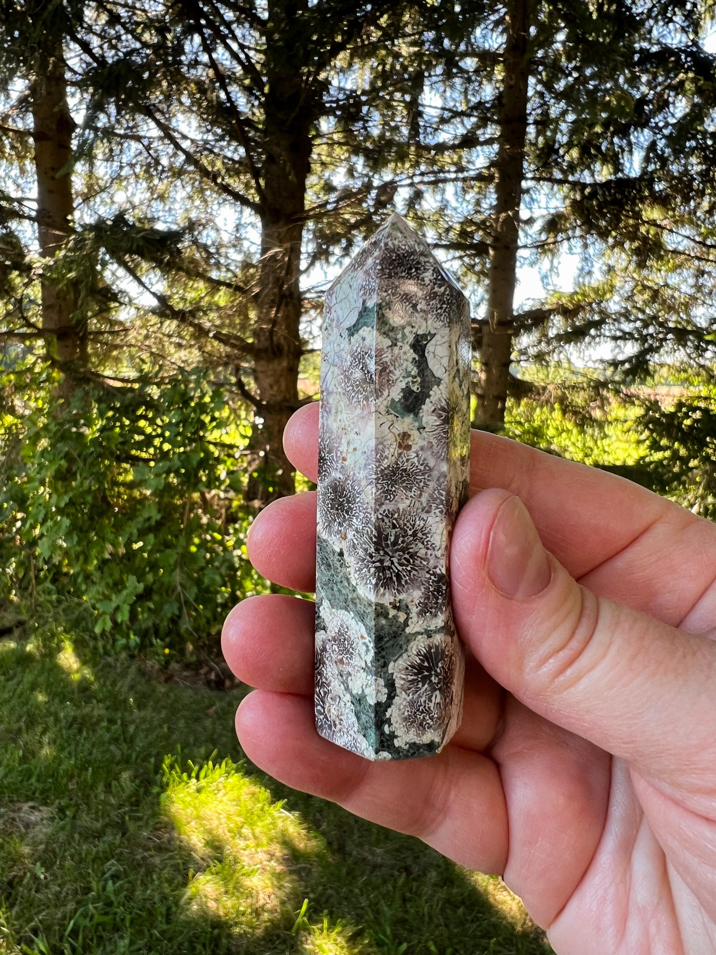 Green Flower Jasper Quartz Tower -Joyful, Uplifting, Balancing - For Change & New Beginnings