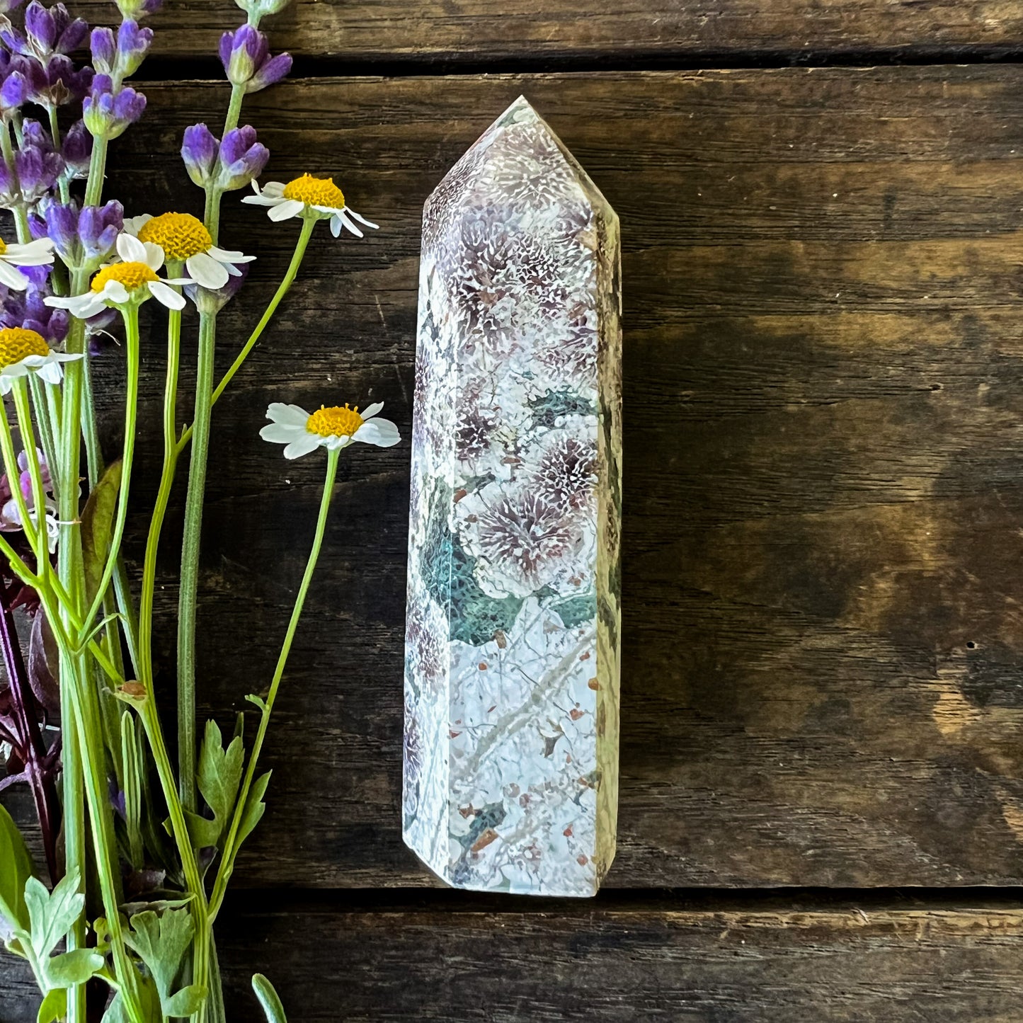 Green Flower Jasper Quartz Tower -Joyful, Uplifting, Balancing - For Change & New Beginnings