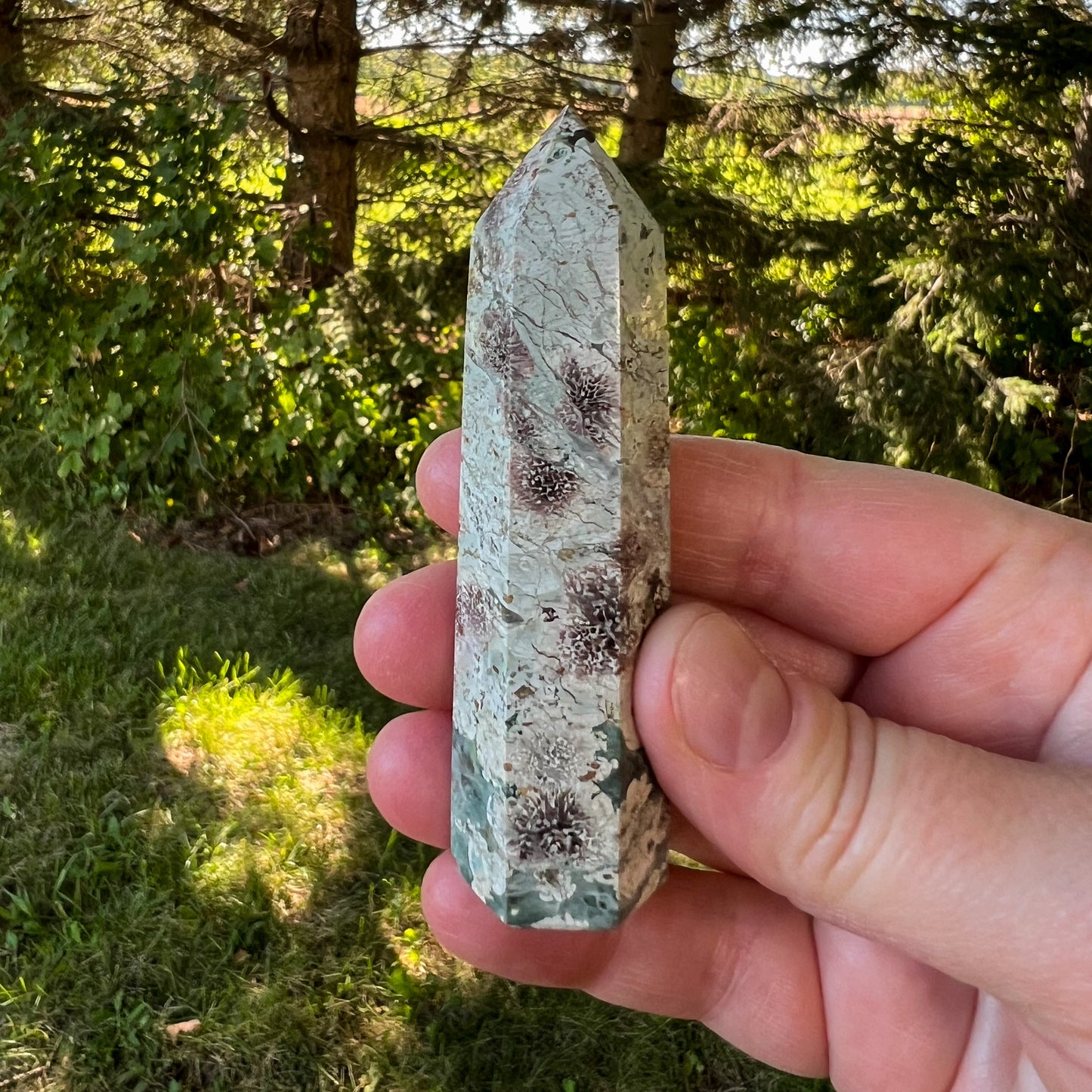 Green Flower Jasper Quartz Tower -Joyful, Uplifting, Balancing - For Change & New Beginnings