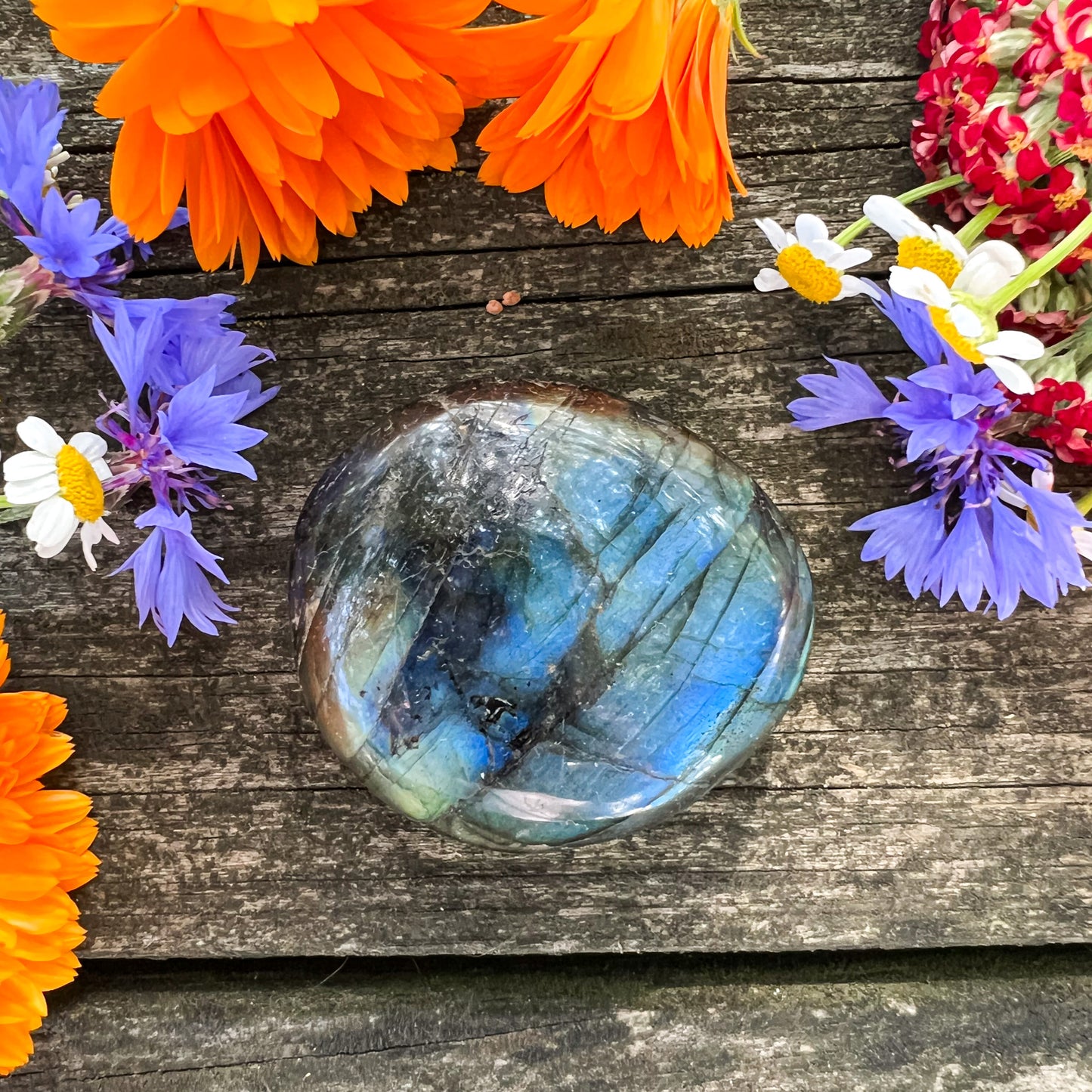 Labradorite Palm Stone - Crystal for Creativity - Crystal for Throat Chakra Balancing