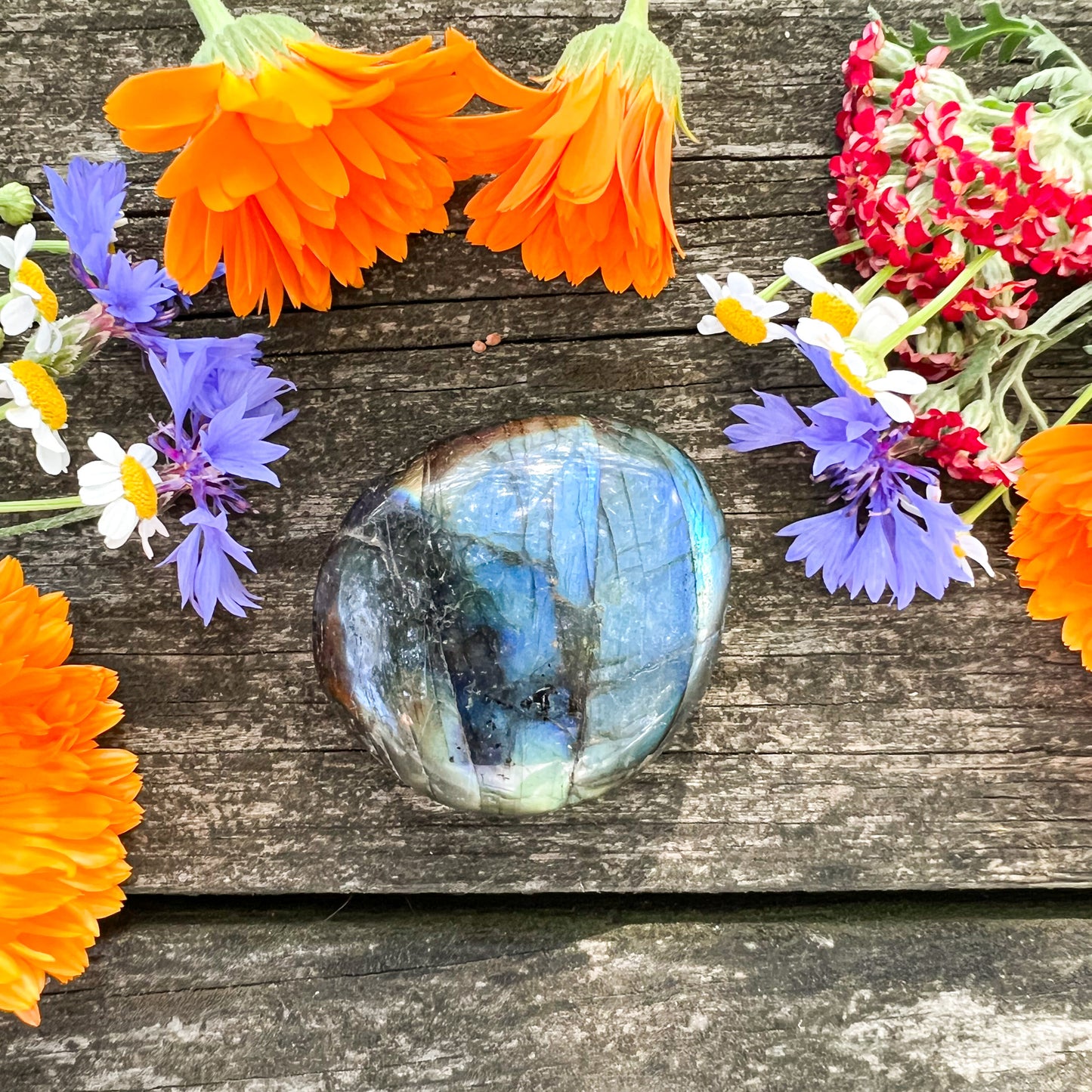 Labradorite Palm Stone - Crystal for Creativity - Crystal for Throat Chakra Balancing