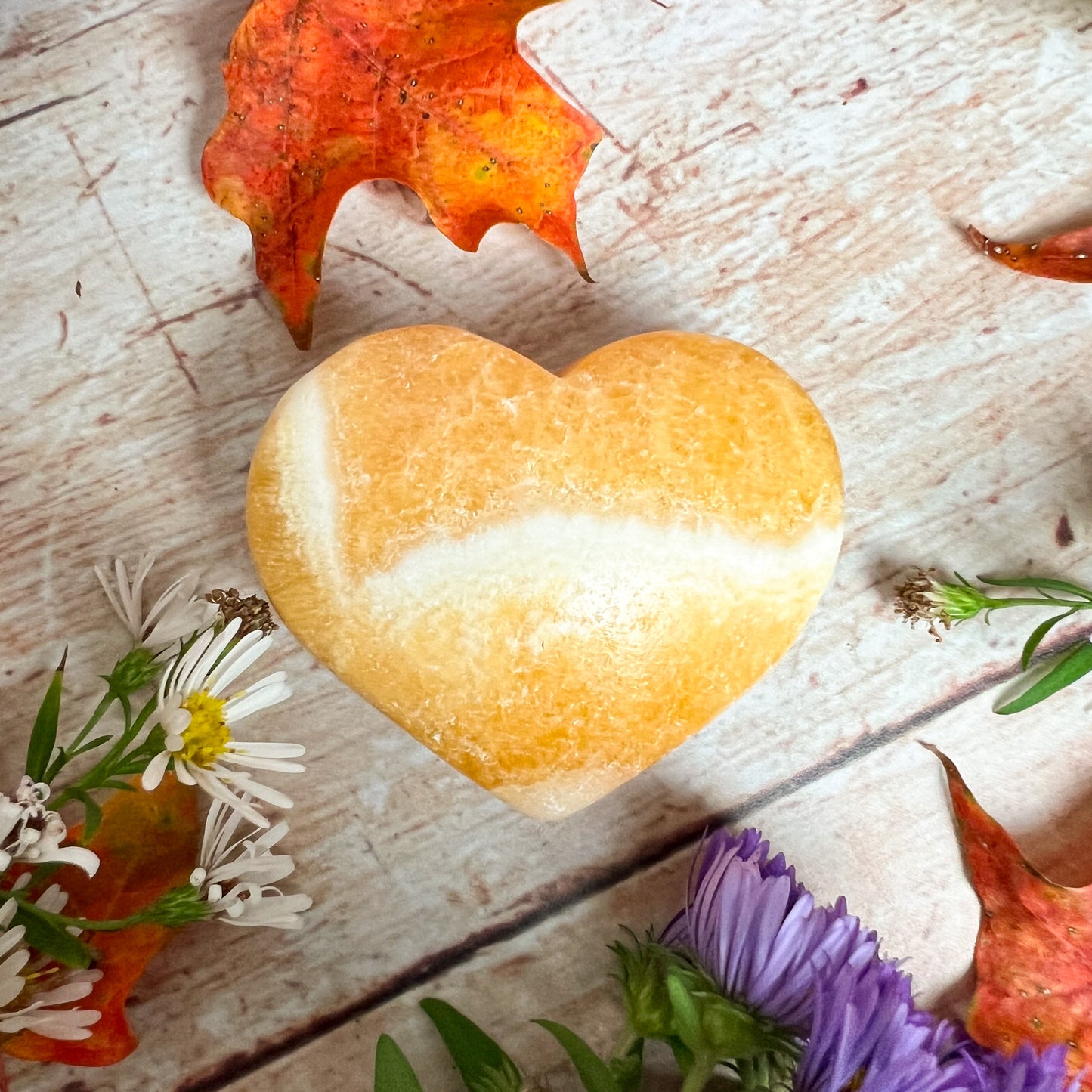 Orange Banded Calcite Heart - Crystal Heart - Sacral Chakra Crystal