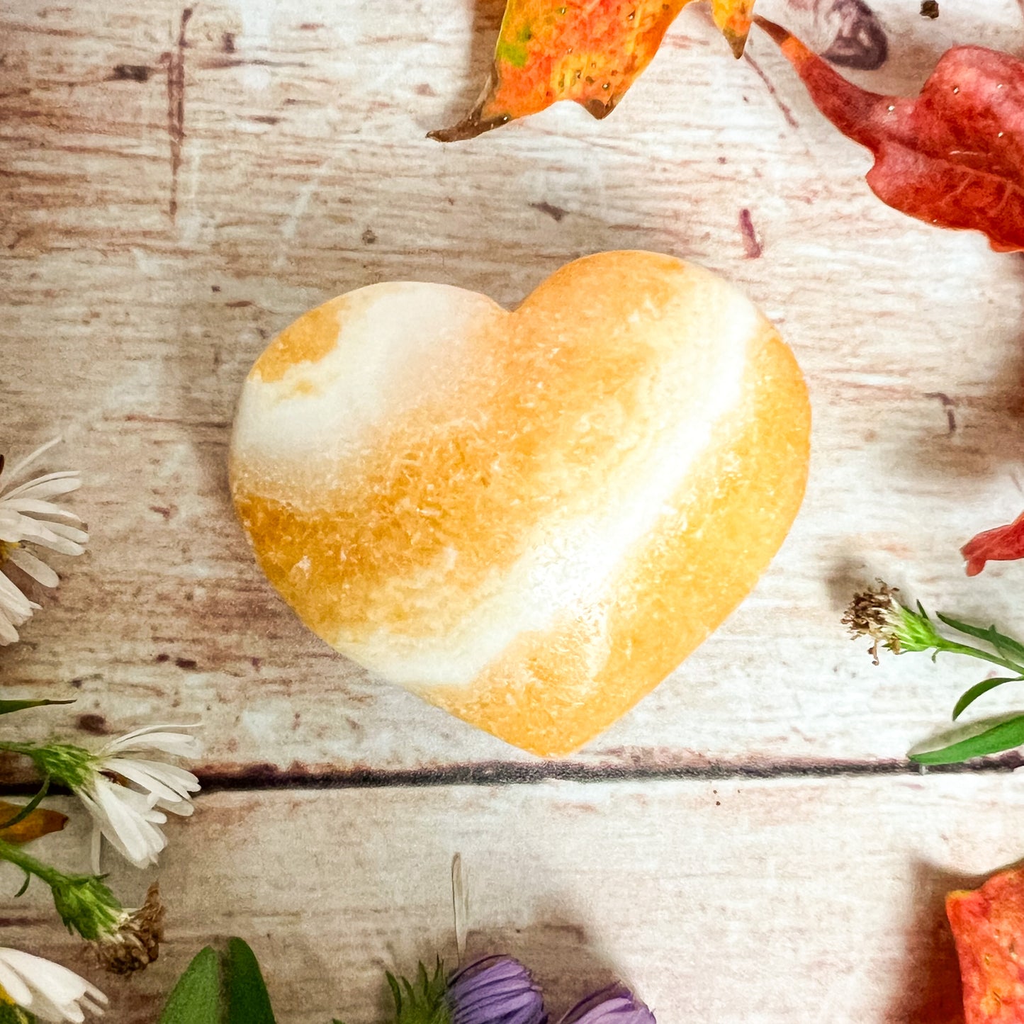 Orange Banded Calcite Heart - Crystal Heart - Sacral Chakra Crystal