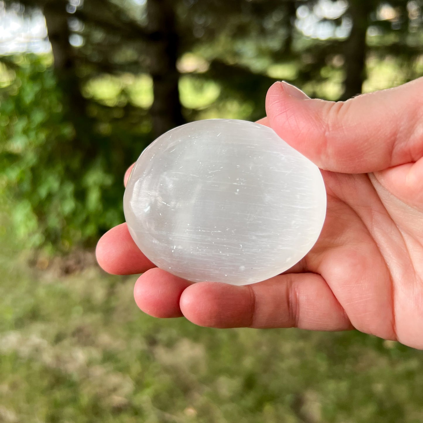 Selenite Palm Stone - Calming and Rejuvenating Crystal - Sleep Enhancing Stone - Crystal for Empaths