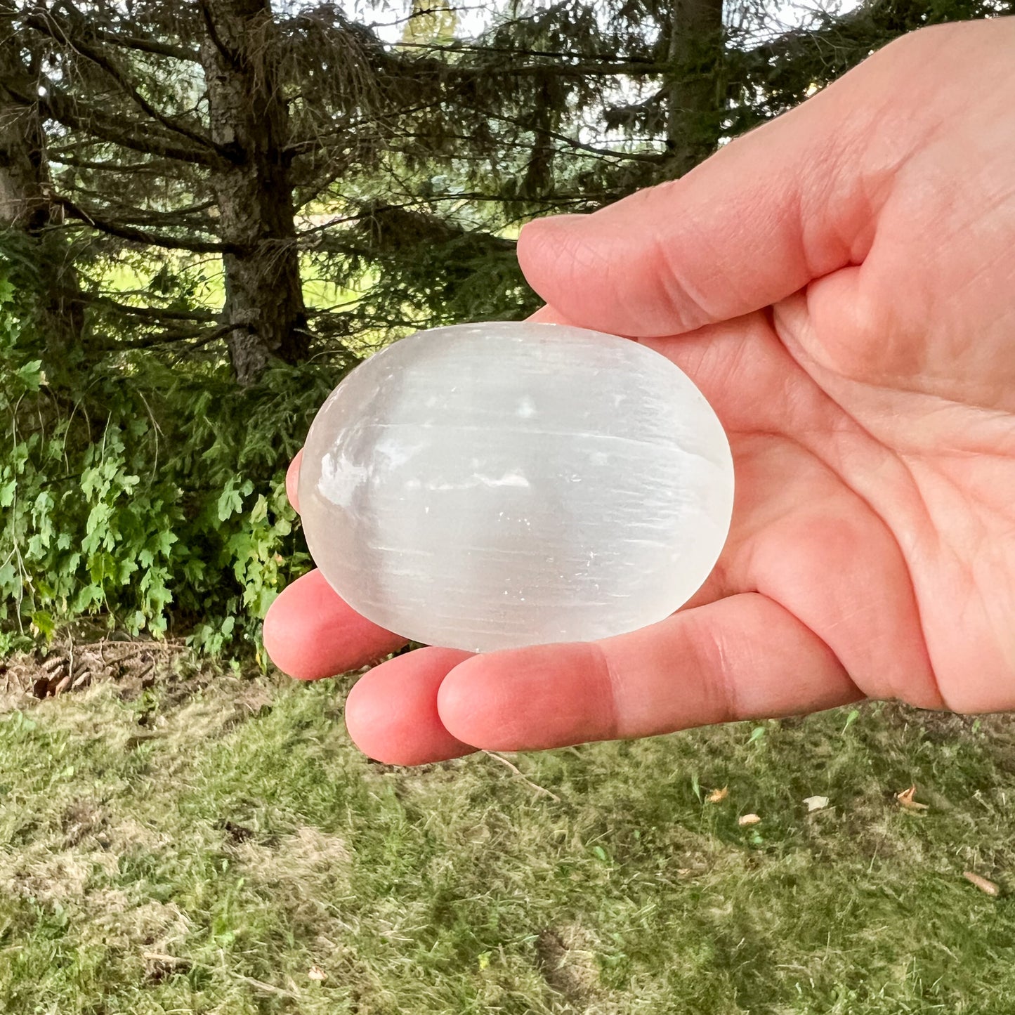 Selenite Palm Stone - Calming and Rejuvenating Crystal - Sleep Enhancing Stone - Crystal for Empaths