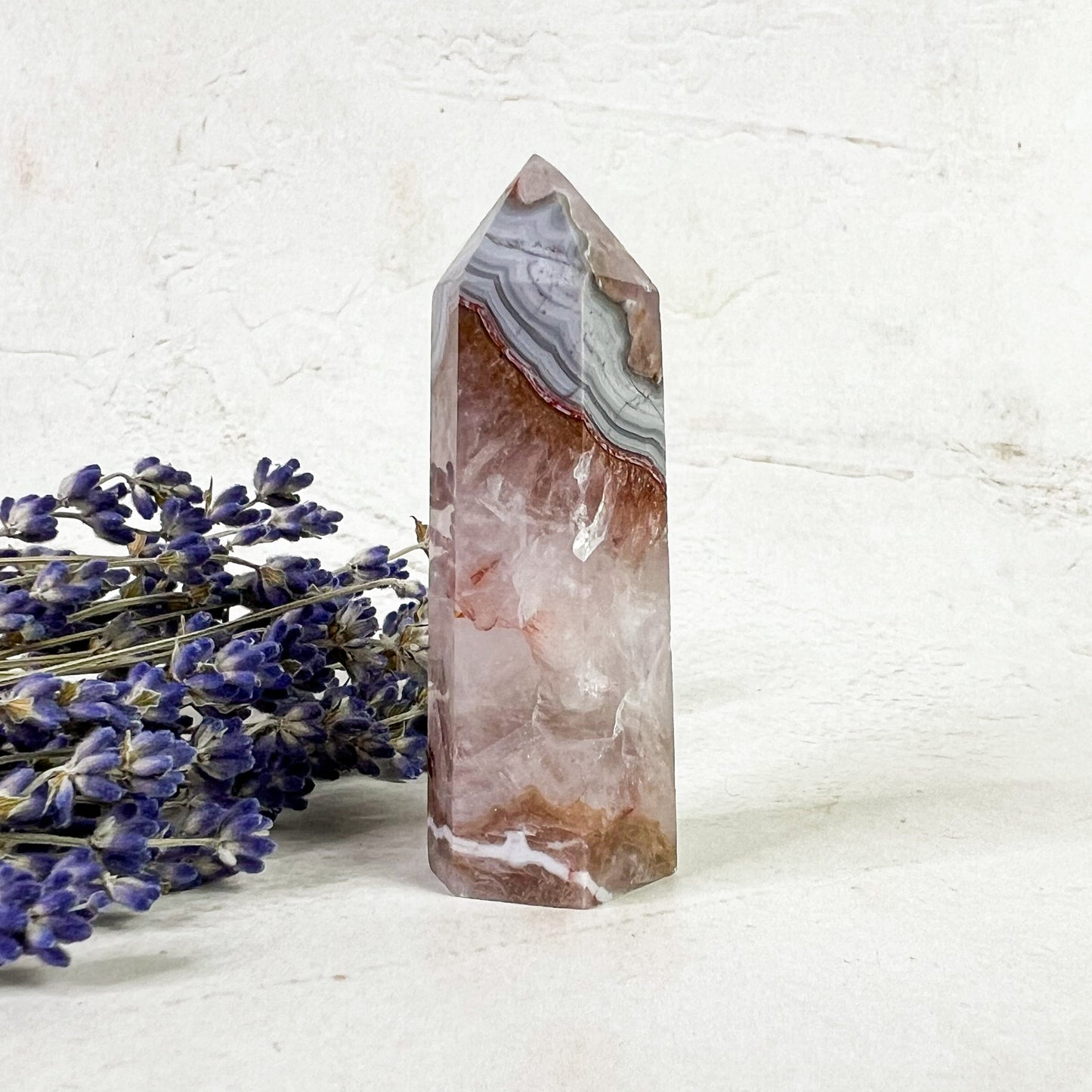 RARE Natural Amethyst Lace Agate Crystal Tower