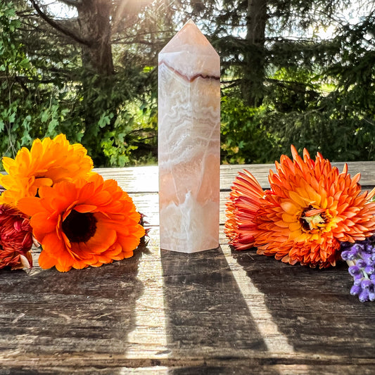 RARE Natural Amethyst Lace Agate Crystal Tower