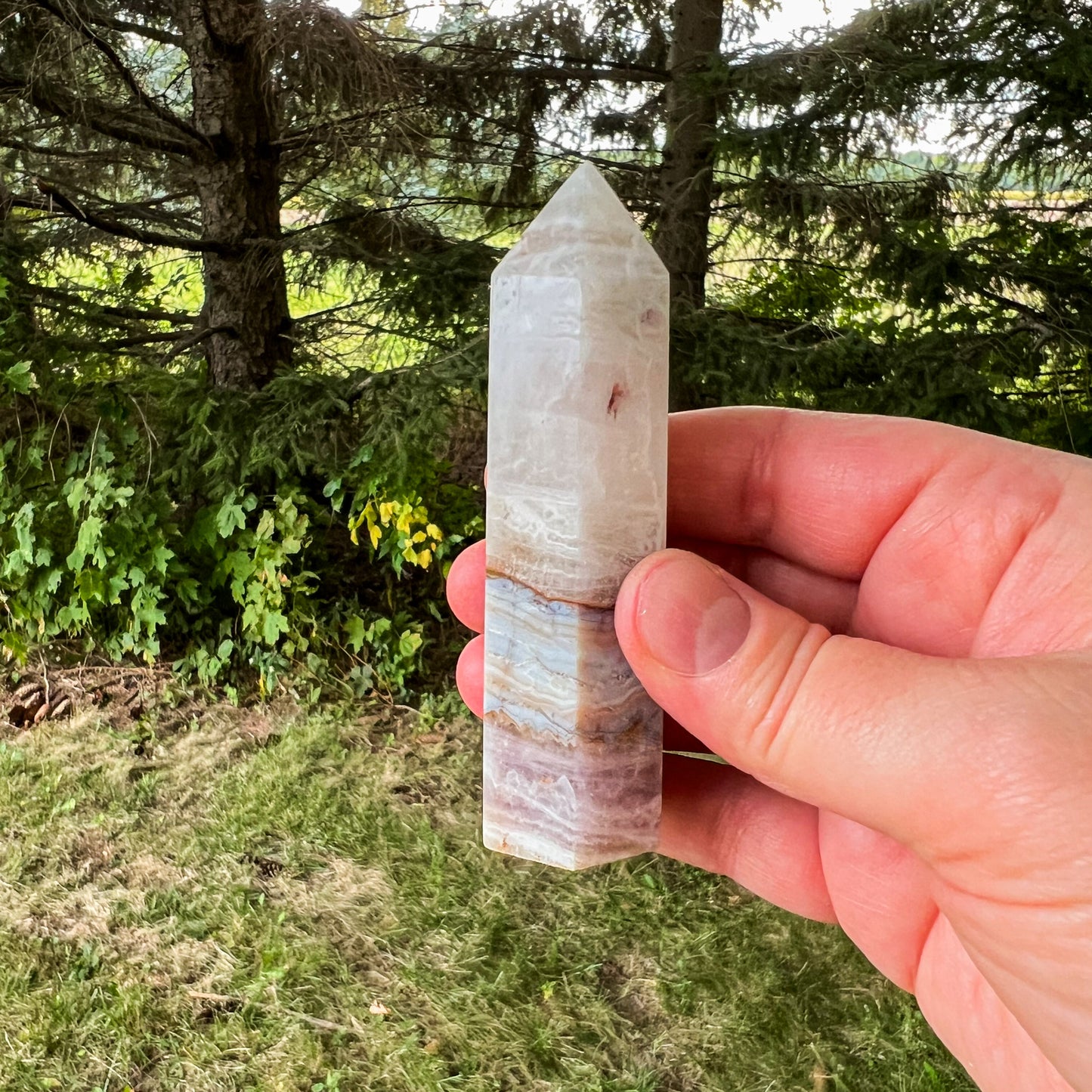 RARE Natural Amethyst Lace Agate Crystal Tower