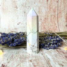 Load image into Gallery viewer, Angel Aura Howlite Crystal Tower - Crystal Tower for Clarity - Crystal for Tranquility - Stone of Attunement