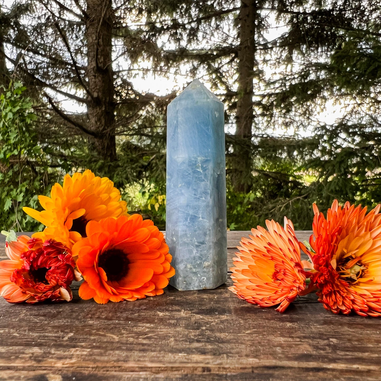 Blue Calcite Tower - Crystal Tower - Soft Blue Calcite Points - Crystal Healing - Energy Healing