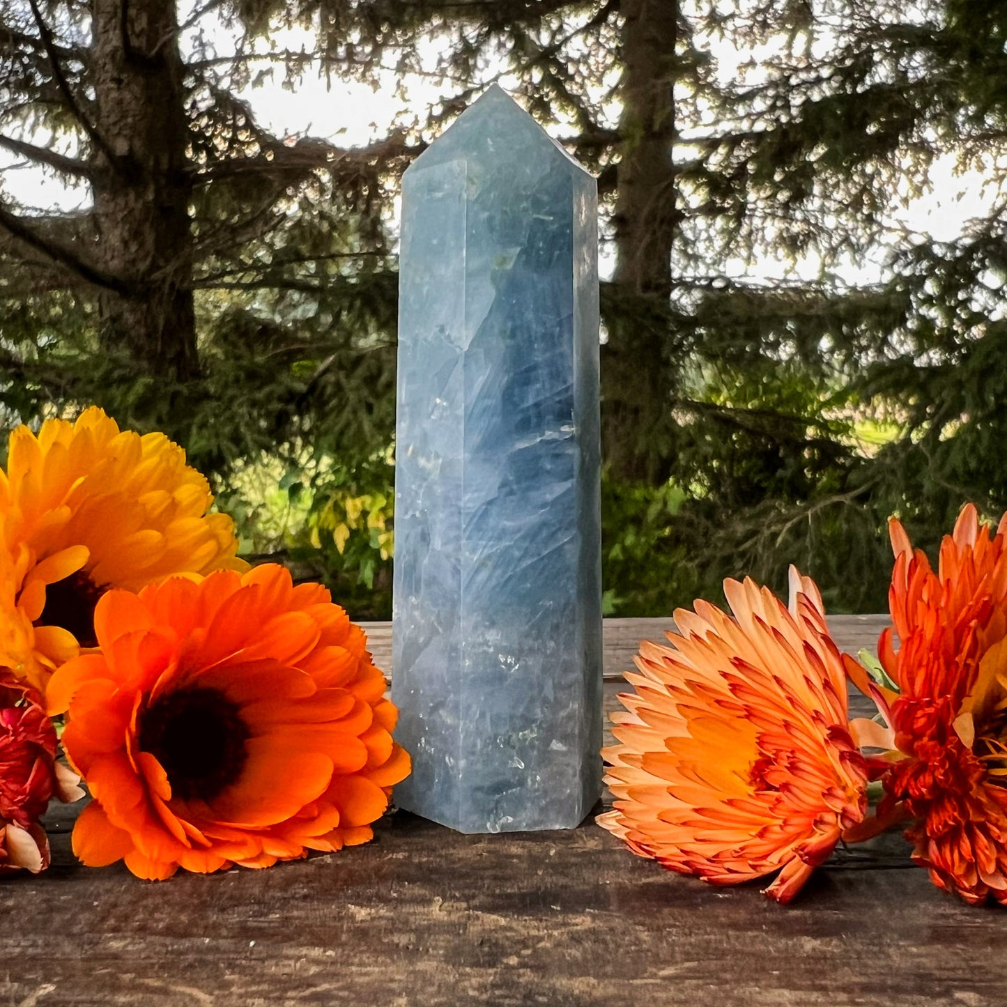 Blue Calcite Tower - Crystal Tower - Soft Blue Calcite Points - Crystal Healing - Energy Healing