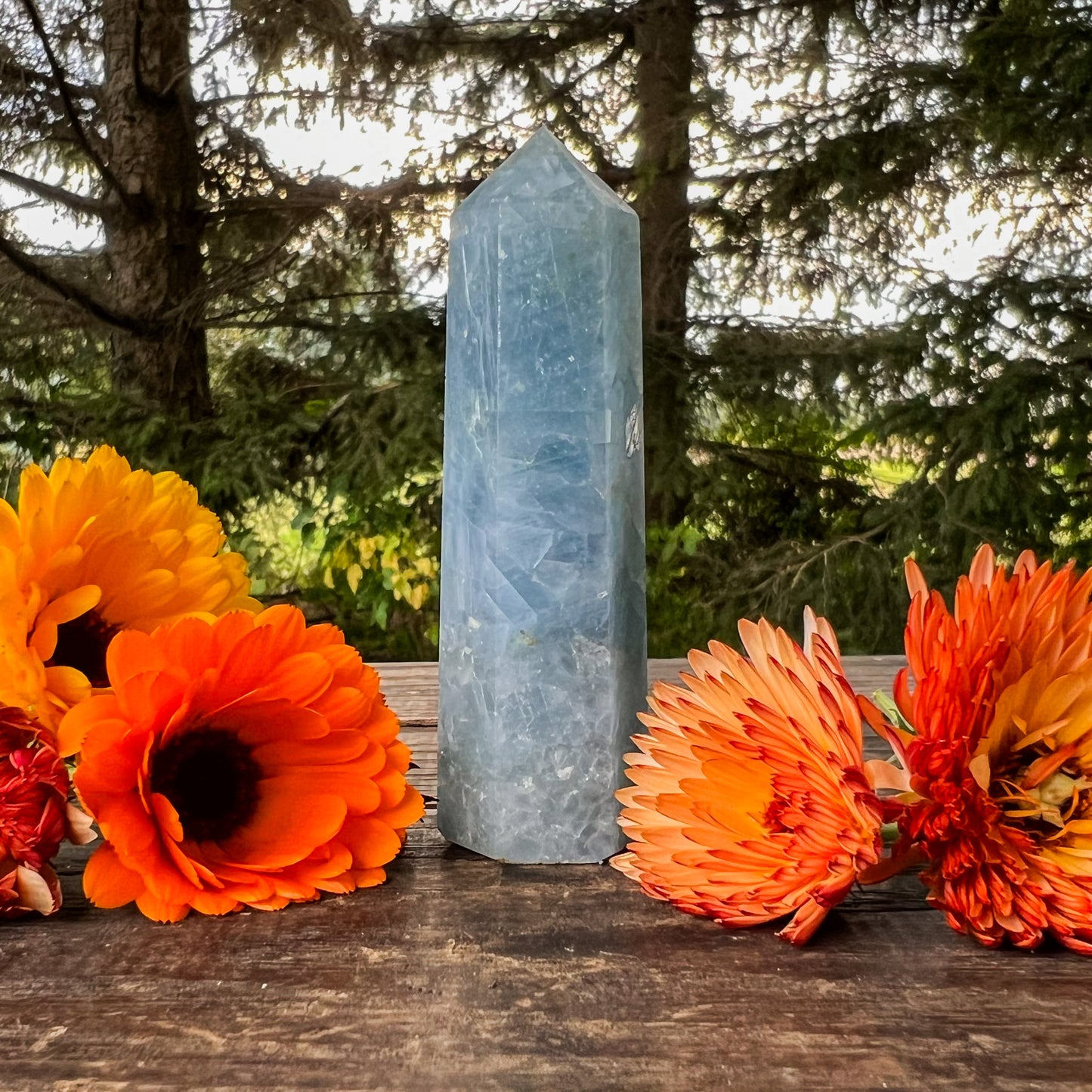 Blue Calcite Tower - Crystal Tower - Soft Blue Calcite Points - Crystal Healing - Energy Healing