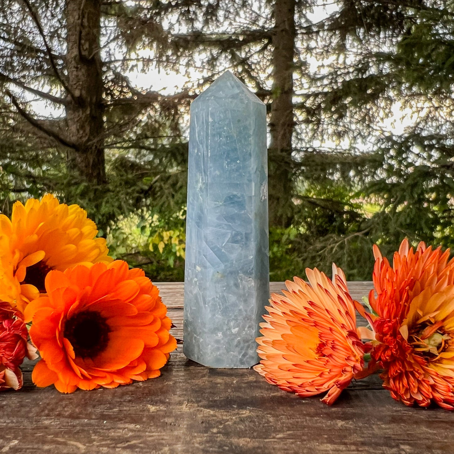 Blue Calcite Tower - Crystal Tower - Soft Blue Calcite Points - Crystal Healing - Energy Healing