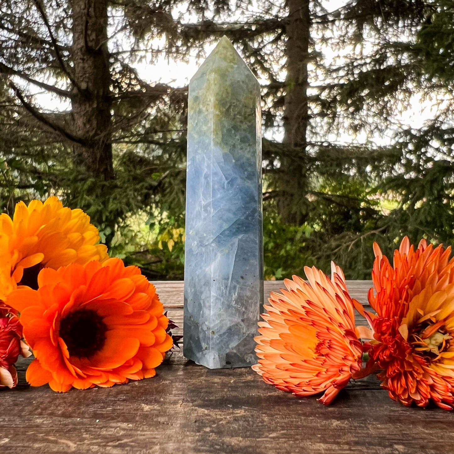 Blue Calcite Tower - Crystal Tower - Soft Blue Calcite Points - Crystal Healing - Energy Healing