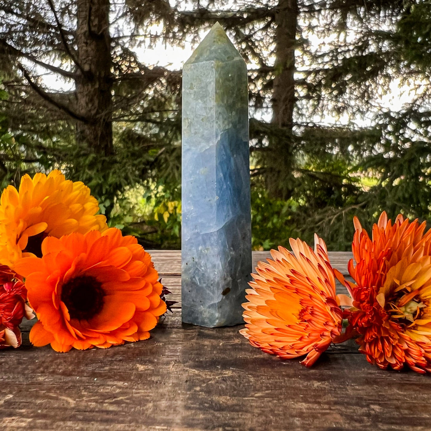 Blue Calcite Tower - Crystal Tower - Soft Blue Calcite Points - Crystal Healing - Energy Healing