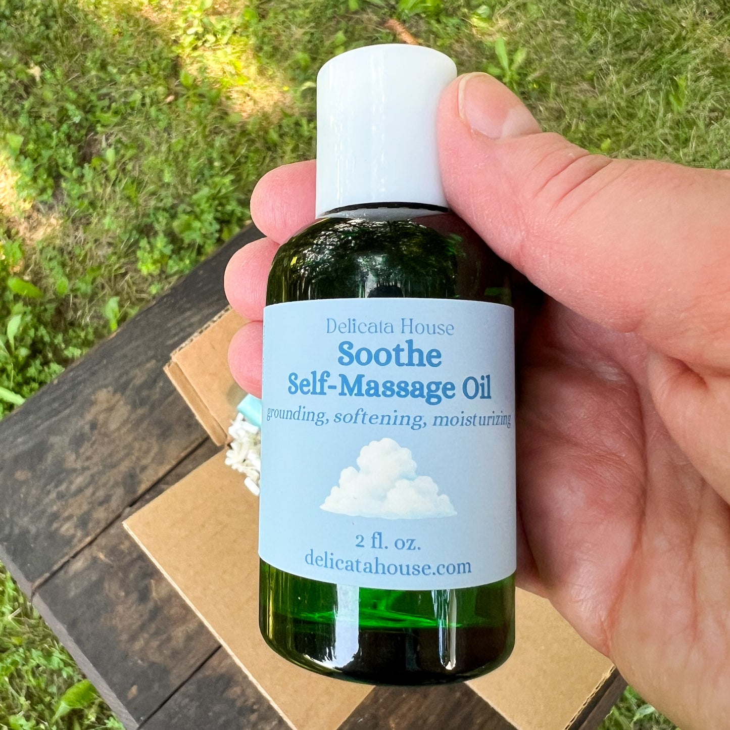 Calm Box Set for Stress Relief, Grounding, Relaxation, Self-Massage Oil, Essential Oil Roller, Inhaler, Crystal, Herbs