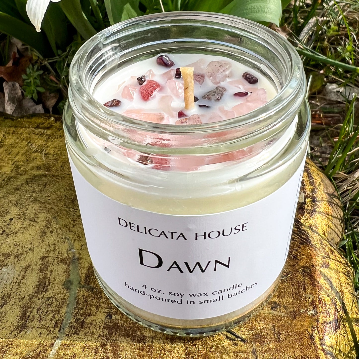 Dawn Crystal Candle - Hand-poured Soy Wax Aromatherapy Crystal Candle - Mother's Day Gift - Gift for Beltane