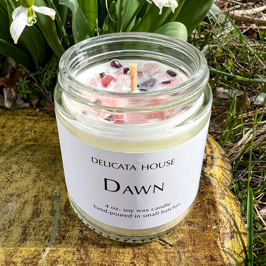 Dawn Crystal Candle - Hand-poured Soy Wax Aromatherapy Crystal Candle - Mother's Day Gift - Gift for Beltane