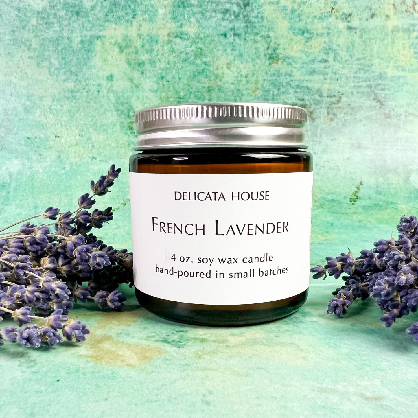 French Lavender Candle - Jar Candle with Pure Essential Oils - Calming Container Candle
