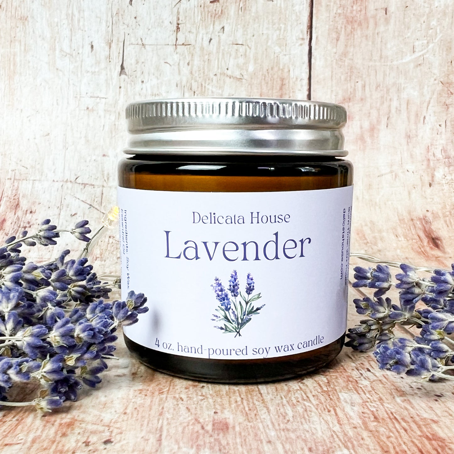 Lavender Candle - Jar Candle with Pure Essential Oils - Calming Container Candle - Vegan Candle - Pthalate Free Candle