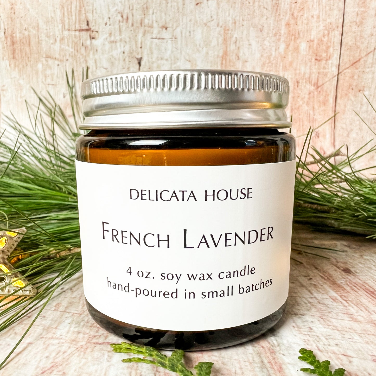 French Lavender Candle - Jar Candle with Pure Essential Oils - Calming Container Candle