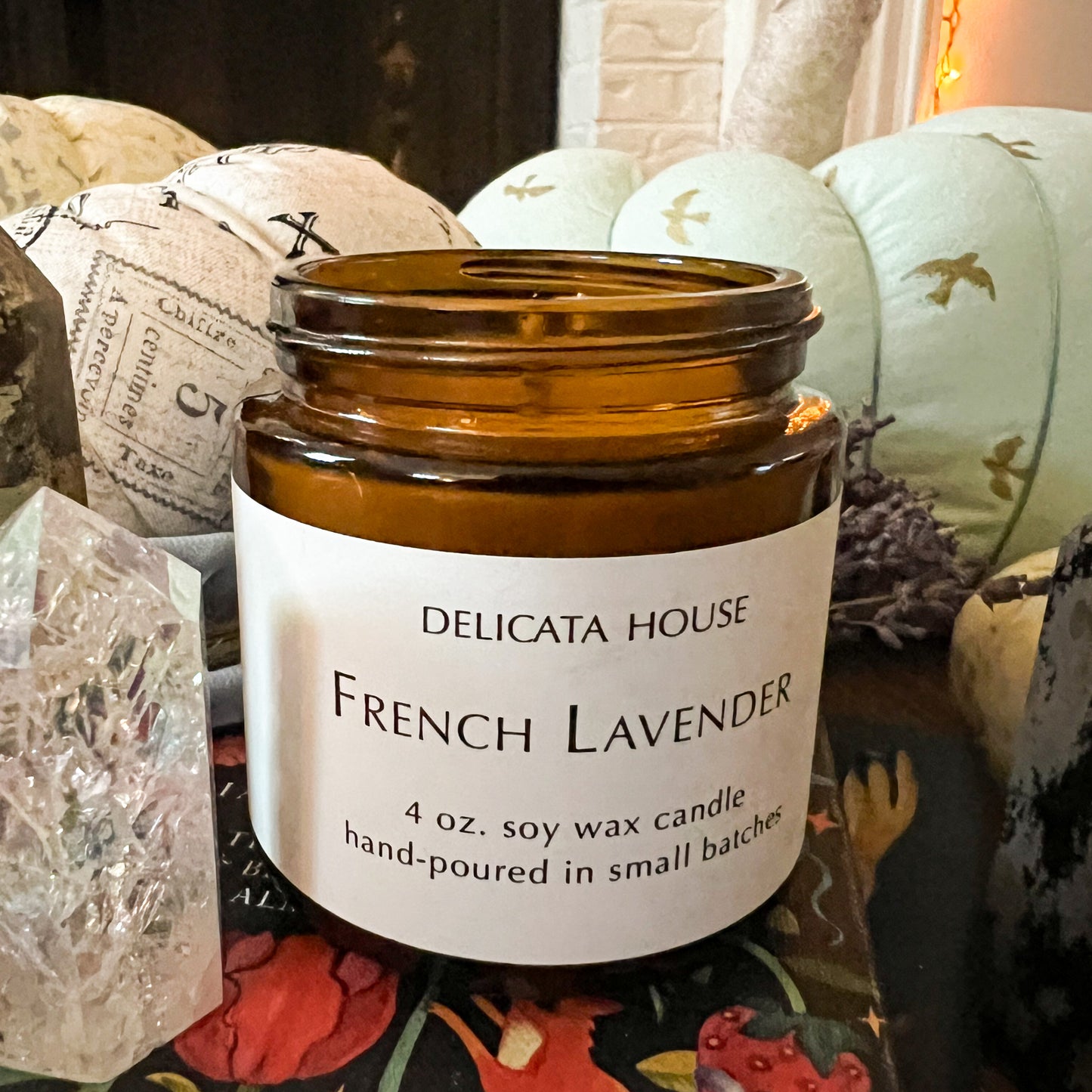 French Lavender Candle - Jar Candle with Pure Essential Oils - Calming Container Candle