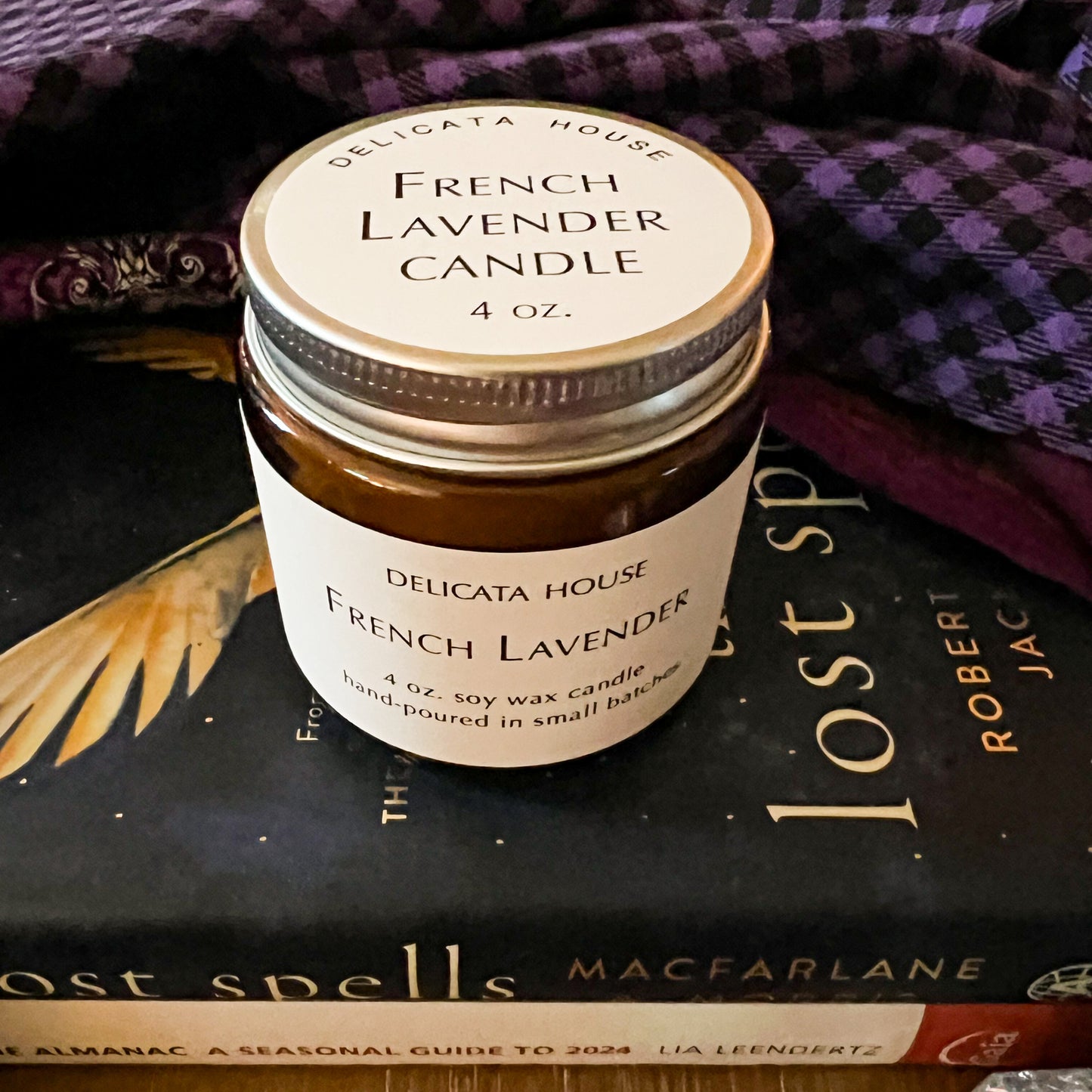 French Lavender Candle - Jar Candle with Pure Essential Oils - Calming Container Candle