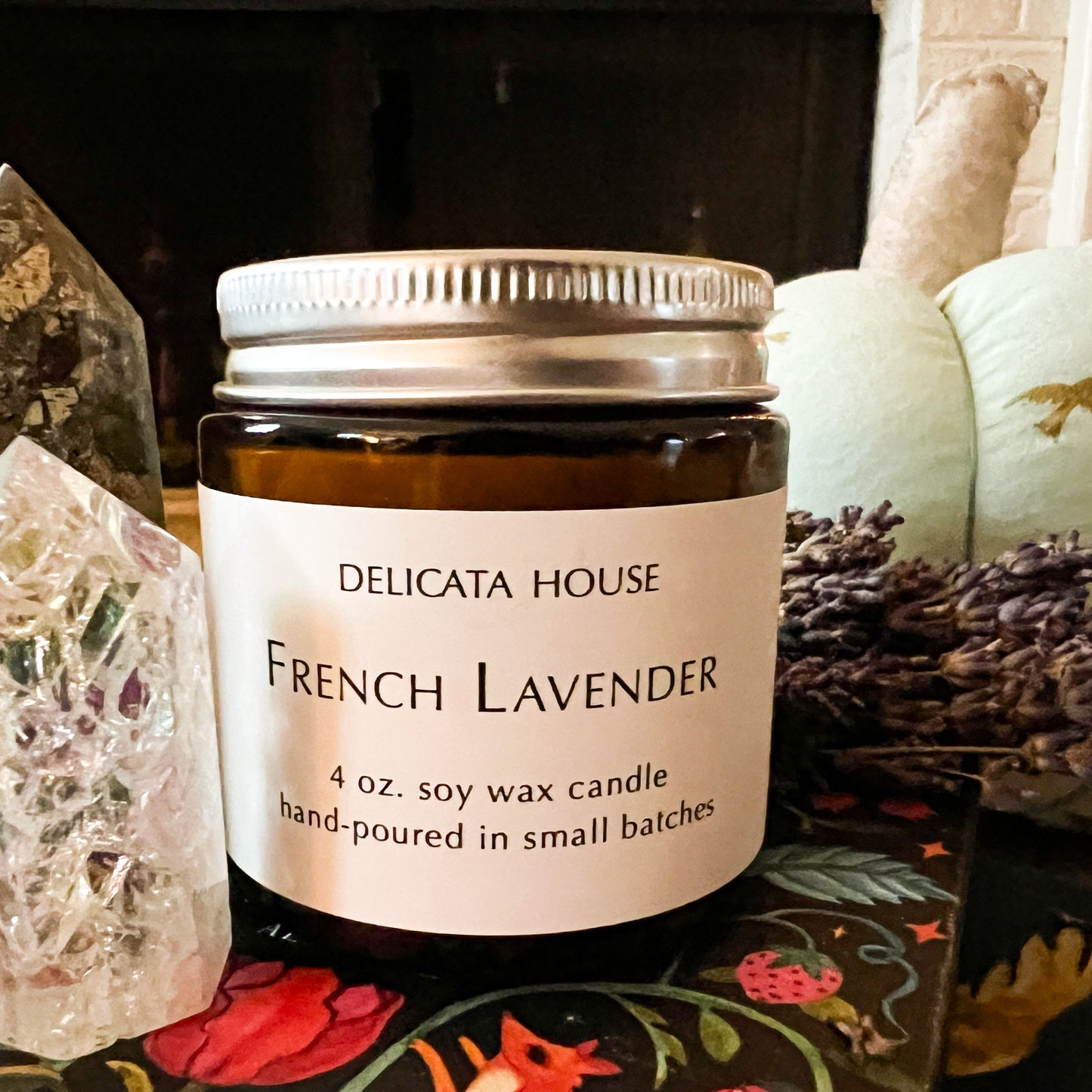 French Lavender Candle - Jar Candle with Pure Essential Oils - Calming Container Candle