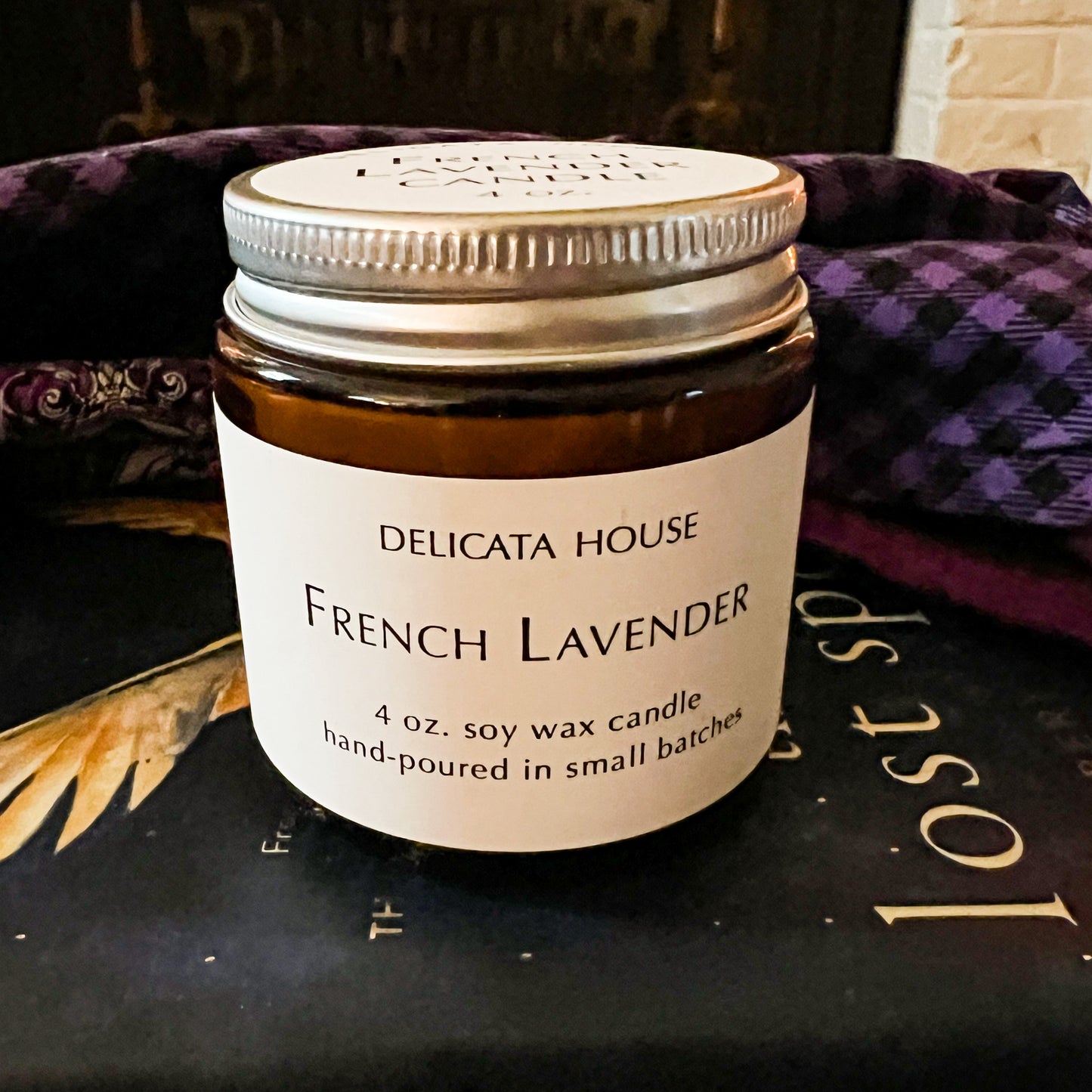 French Lavender Candle - Jar Candle with Pure Essential Oils - Calming Container Candle