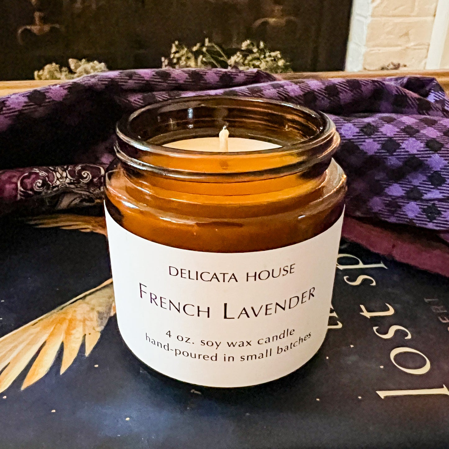 French Lavender Candle - Jar Candle with Pure Essential Oils - Calming Container Candle