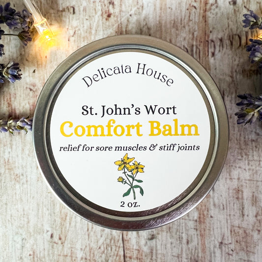 St. John's Wort Comfort Balm 2oz. - Relief for Sore Muscles & Stiff Joints - Muscle Rub - Pain Relief Balm - Sore Muscle Rub - Joint Balm