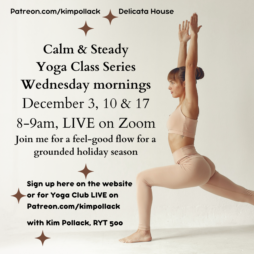 December Wednesday Morning Yoga - Wednesday mornings 8-9 am EST - LIVE on Zoom - Gentle Yoga - Vata Balance