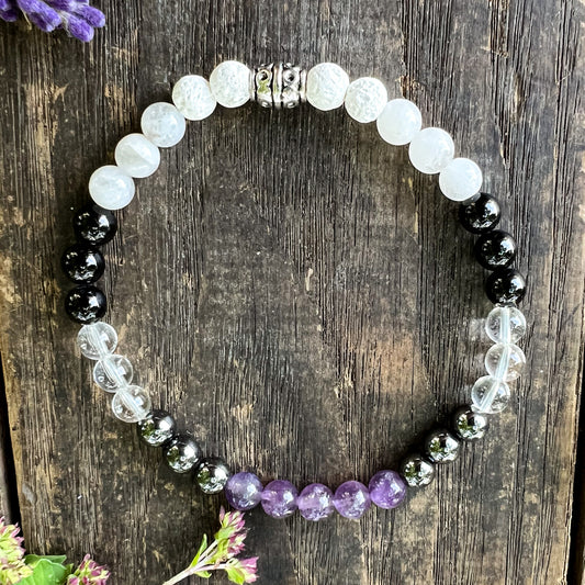 Empath Diffuser Bead Bracelet Size Large / HSP Diffuser Bracelet - Aromatherapy Diffuser Bracelet - Lava and Crystal Bead Bracelet - Lava Bead Diffuser Bracelet