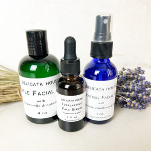 Skincare Set - Face Wash, Toner, and Face Serum for Dry and Combination Skin