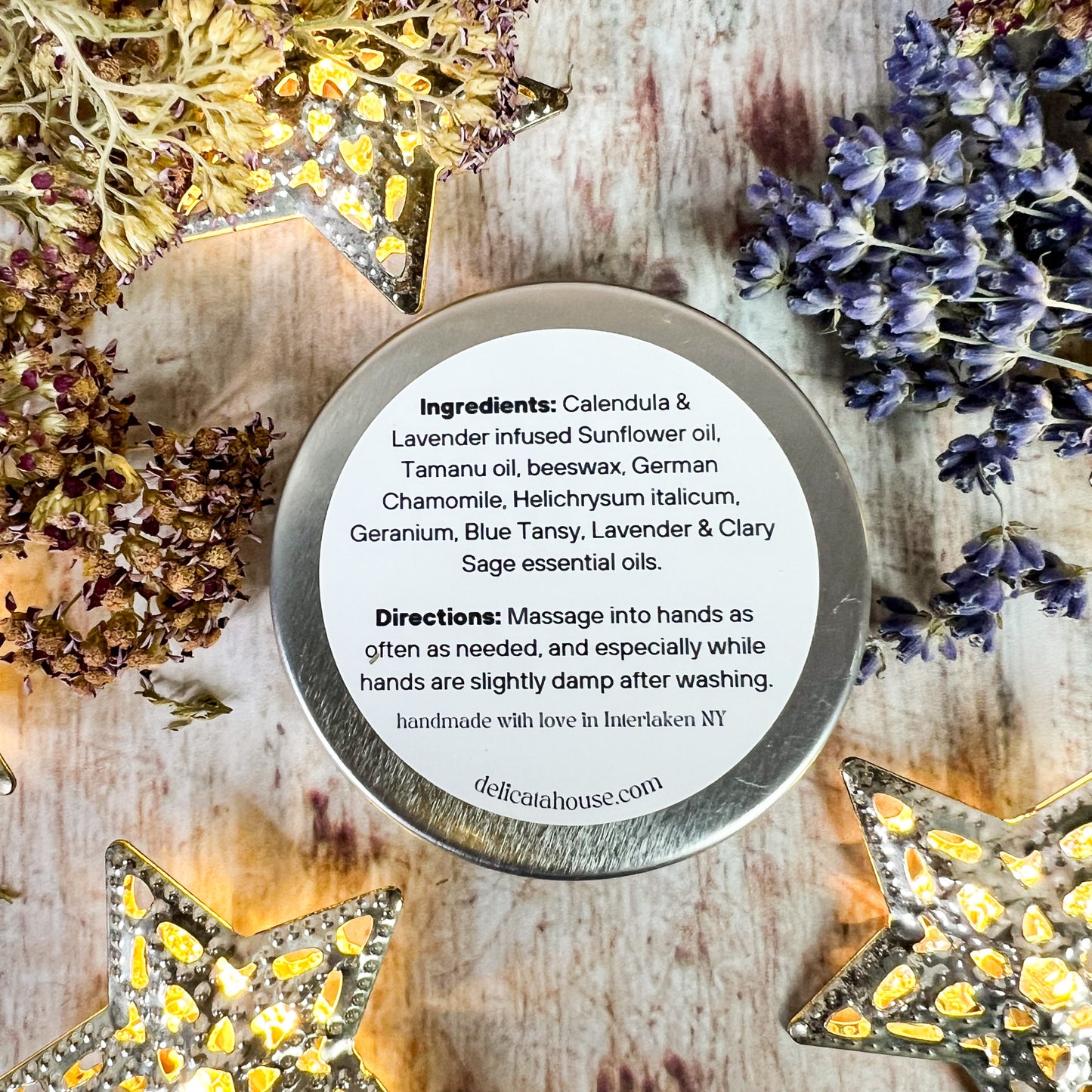 Garden Fairy Healing Hand Salve - with Calendula & Lavender Infused herbal oil, Tamanu oil, Blue Tansy, German Chamomile