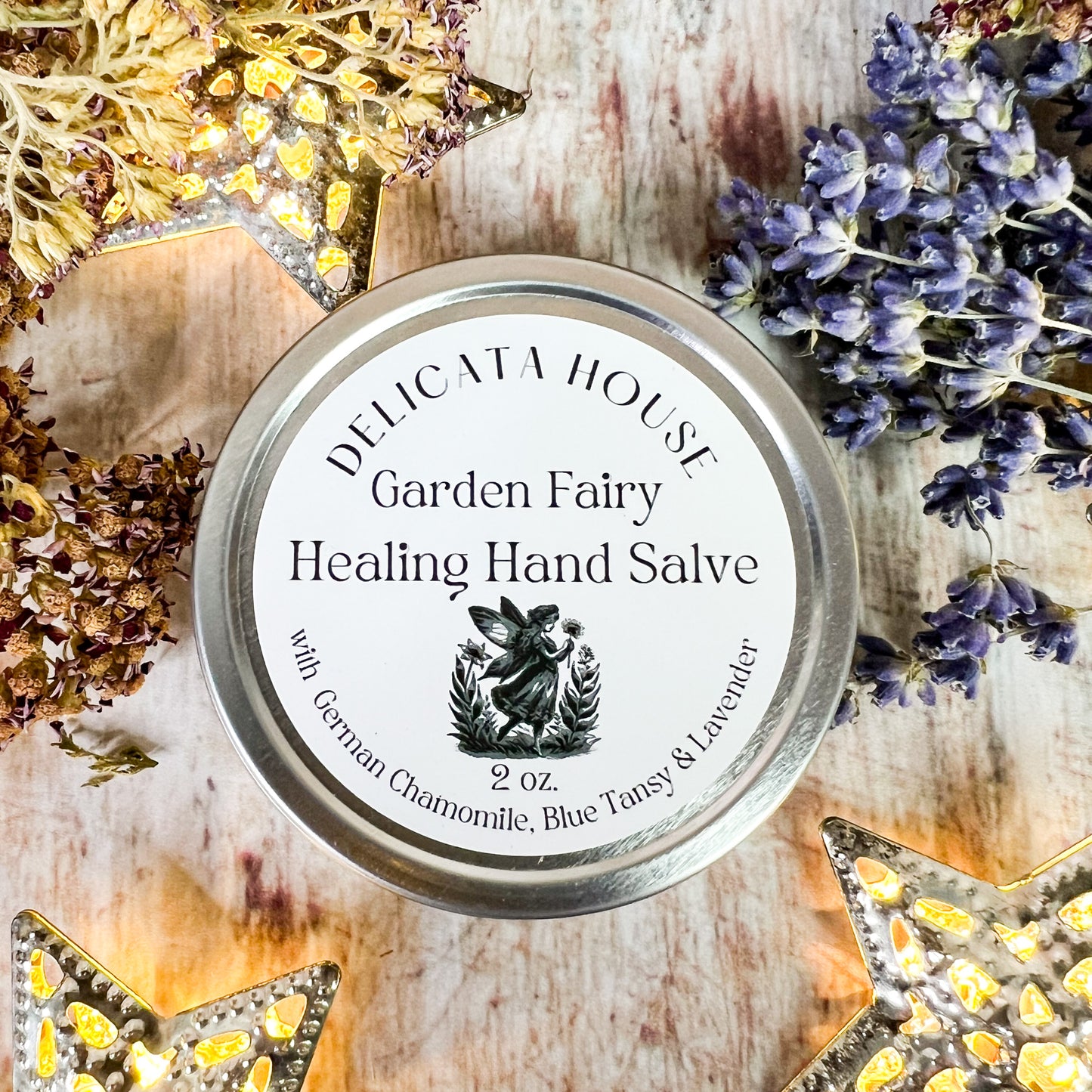 Garden Fairy Healing Hand Salve - with Calendula & Lavender Infused herbal oil, Tamanu oil, Blue Tansy, German Chamomile