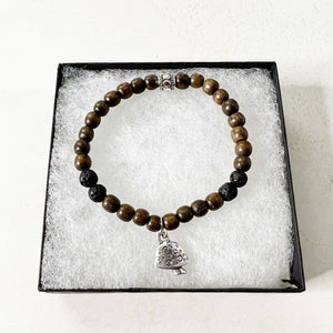 Aromatherapy Diffuser Bracelet - Mushroom Charm Bracelet - Mushroom Lover Gift - Wood Bead Charm Bracelet - Mushroom Charm Bracelet