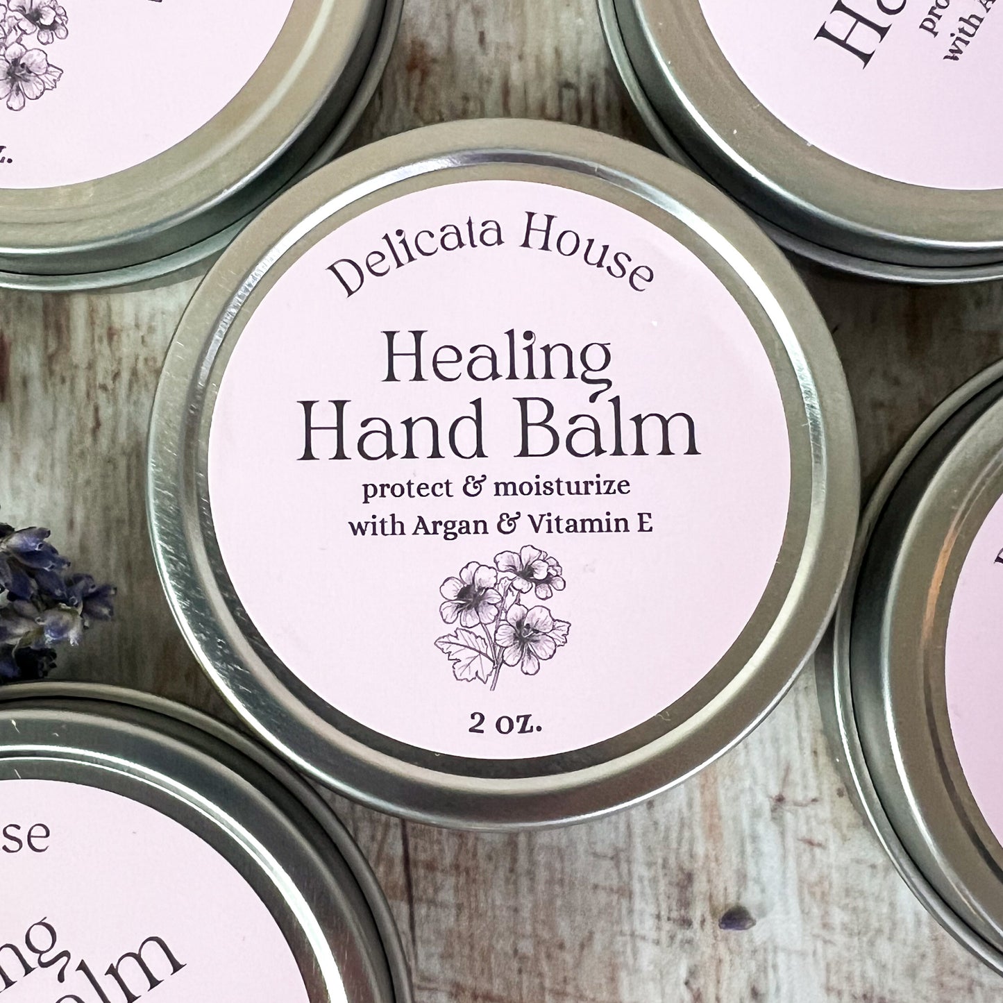 Healing Hand Balm - 2 oz. - Balm for Dry, Chapped Skin - Moisturizing Hand Balm - with Argan Oil + Vitamin E, Carrot Seed, Frankincense, and Rose Geranium Essential Oils