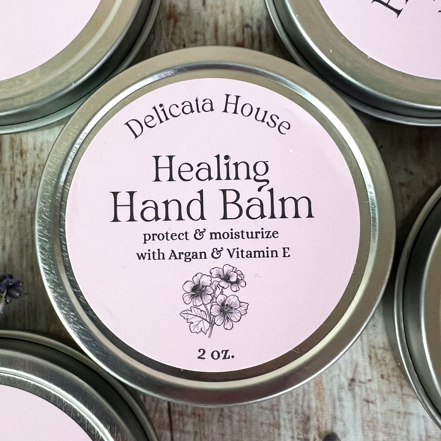 Healing Hand Balm - 2 oz. - Balm for Dry, Chapped Skin - Moisturizing Hand Balm - with Argan Oil + Vitamin E, Carrot Seed, Frankincense, and Rose Geranium Essential Oils