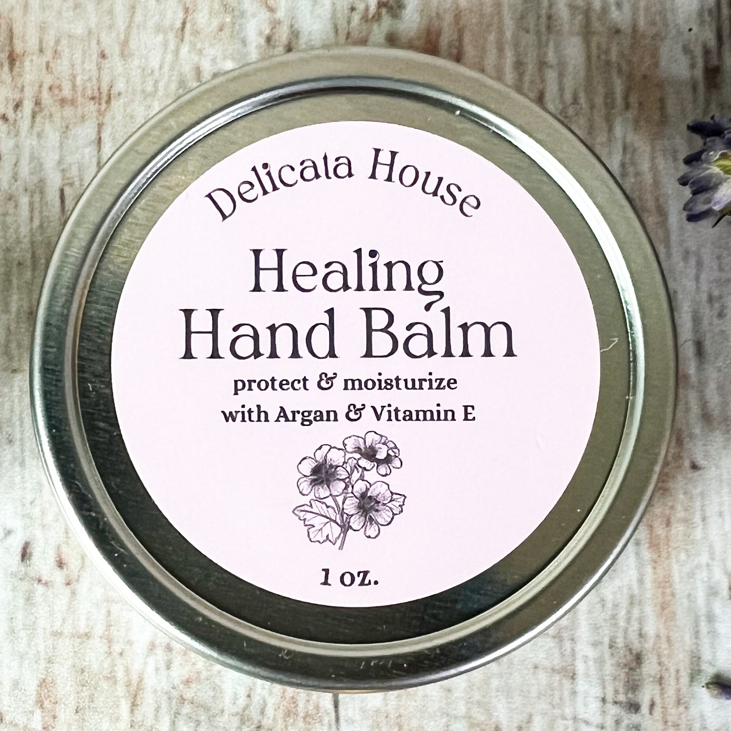 Healing Hand Balm - 1 oz. - Balm for Dry, Chapped Skin - Moisturizing Hand Balm - with Argan Oil + Vitamin E, Carrot Seed, Frankincense, and Rose Geranium Essential Oils